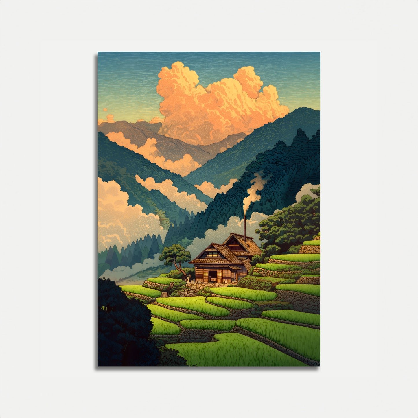 Pôster de Paisagem da Fazenda do Vale da Montanha