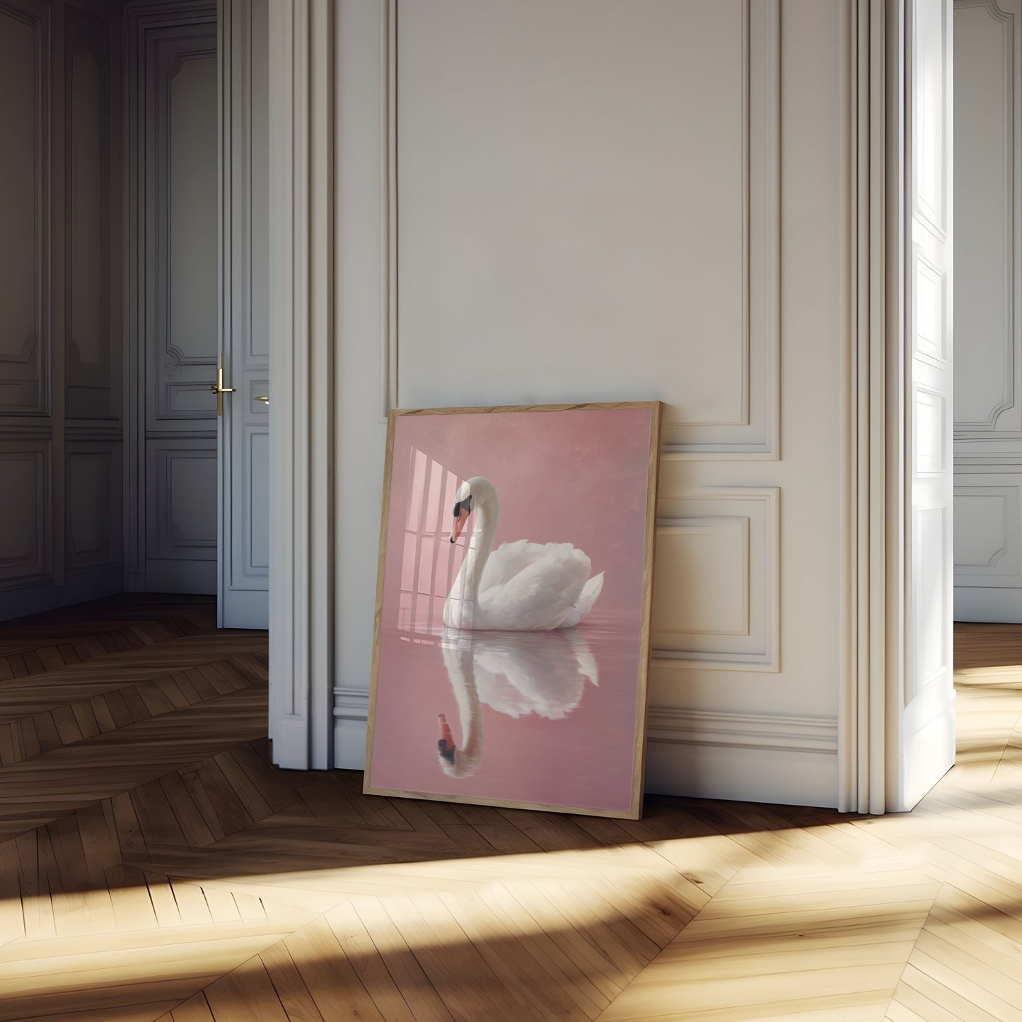 Póster elegante del cisne blanco
