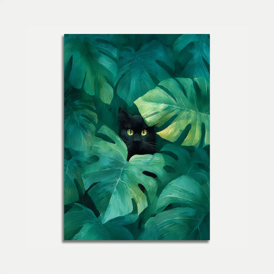 Affiche Chat Noir dans la Jungle de Monstera