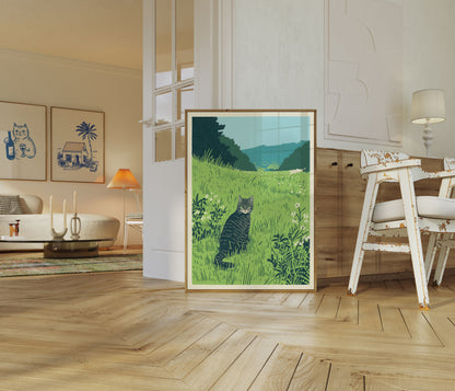 Mountain Meadow Cat Poster
