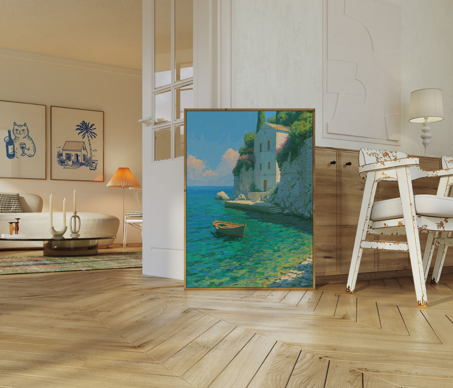 Mediterrane Villa Küstenplakat