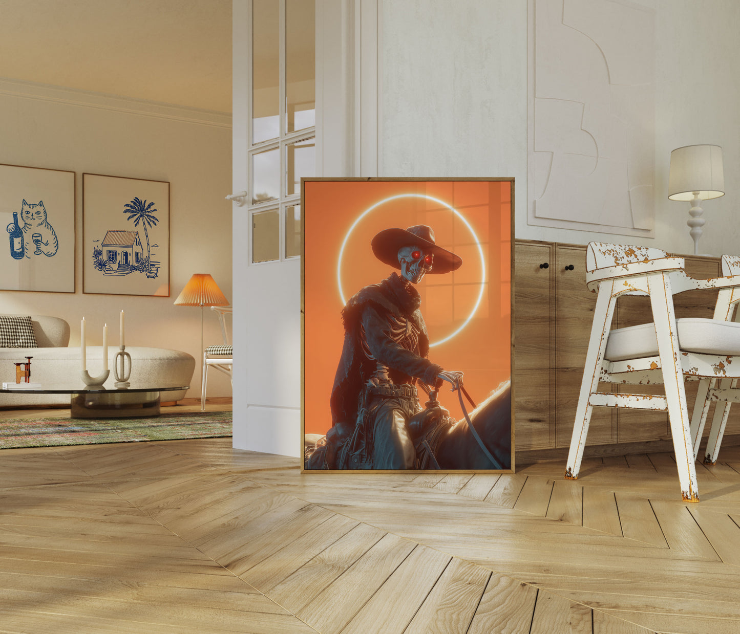 Skelett-Cowboy Solnedgångsposter