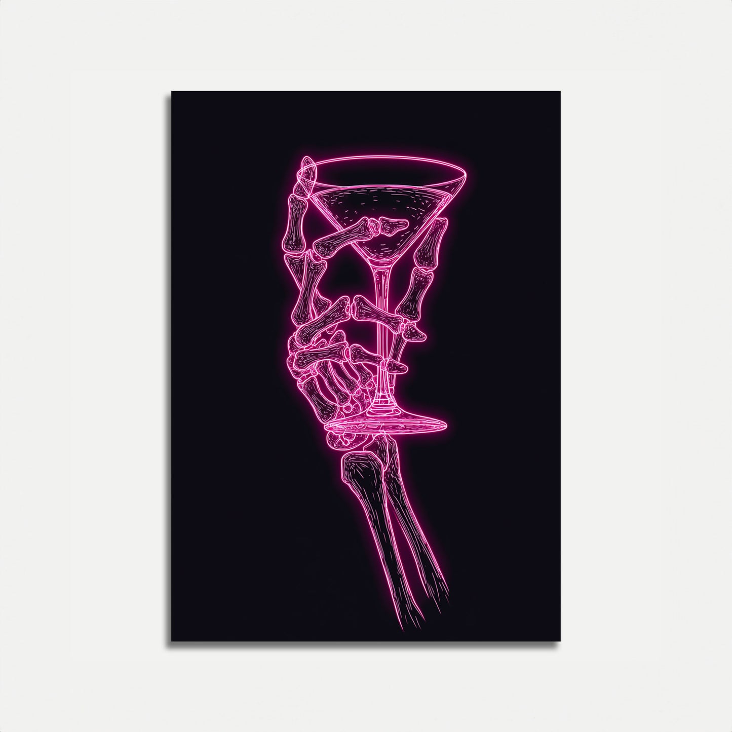 Affiche Néon Cocktail Squelette
