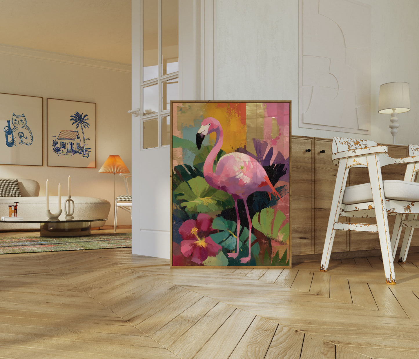 Pink Flamingo Tropical Paradise Poster