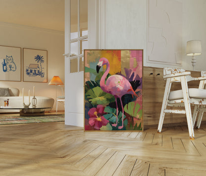 Pink Flamingo Tropical Paradise Poster
