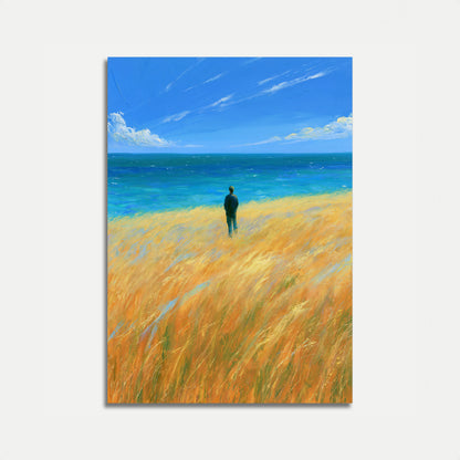 Solitary Figure by the Sea Poster