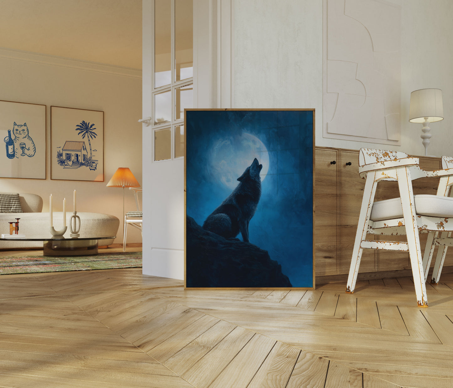 Poster del Lupo che Ulula alla Luna