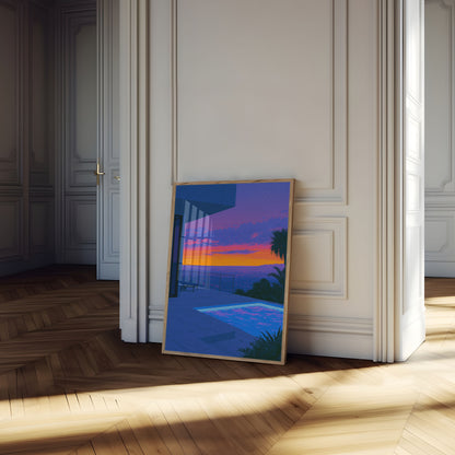 Sunset Over City Lights Poster