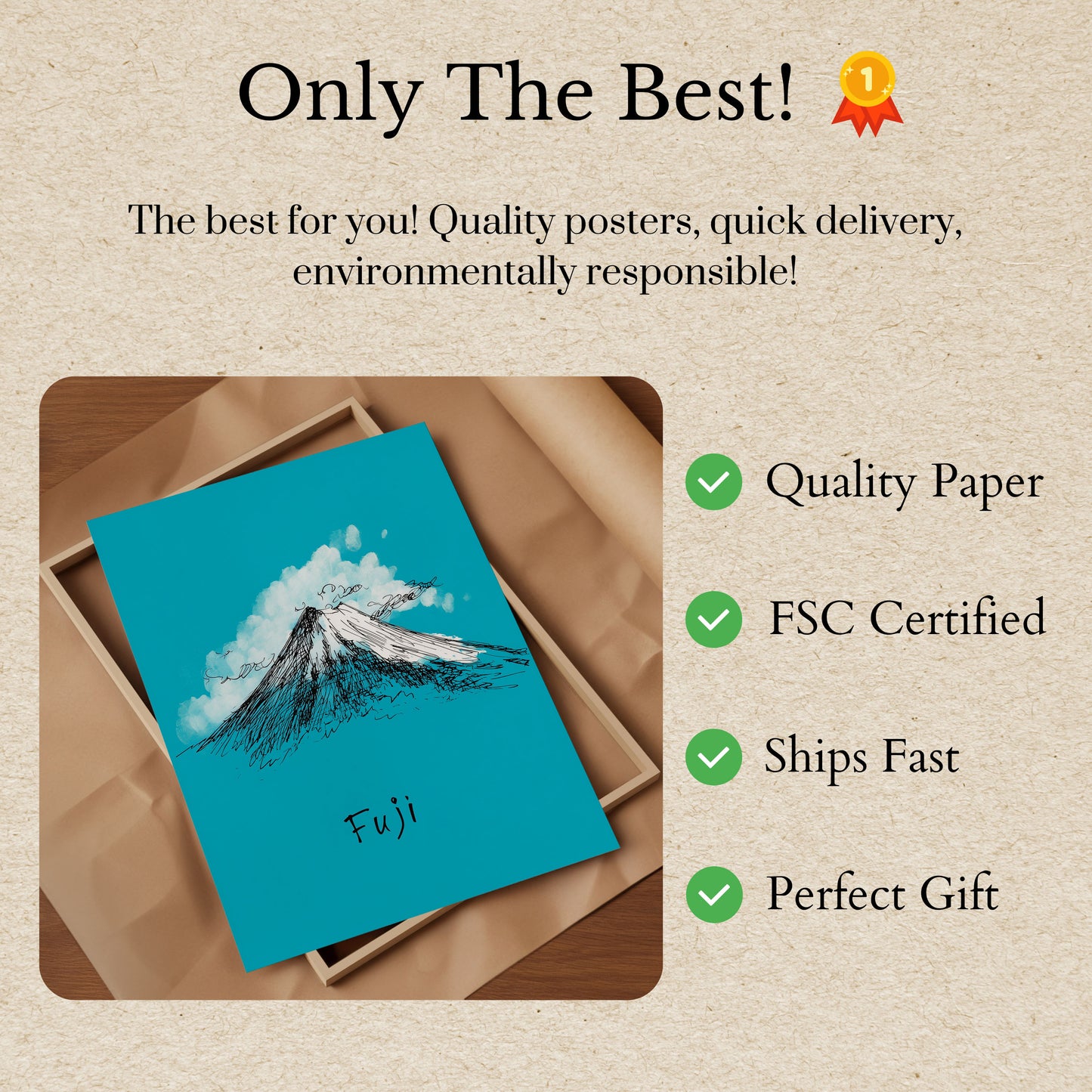 Póster del majestuoso paisaje del monte Fuji