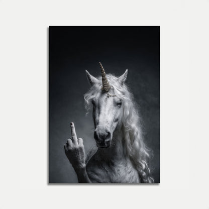 Poster dell'Unicorno Ribelle Dito Medio