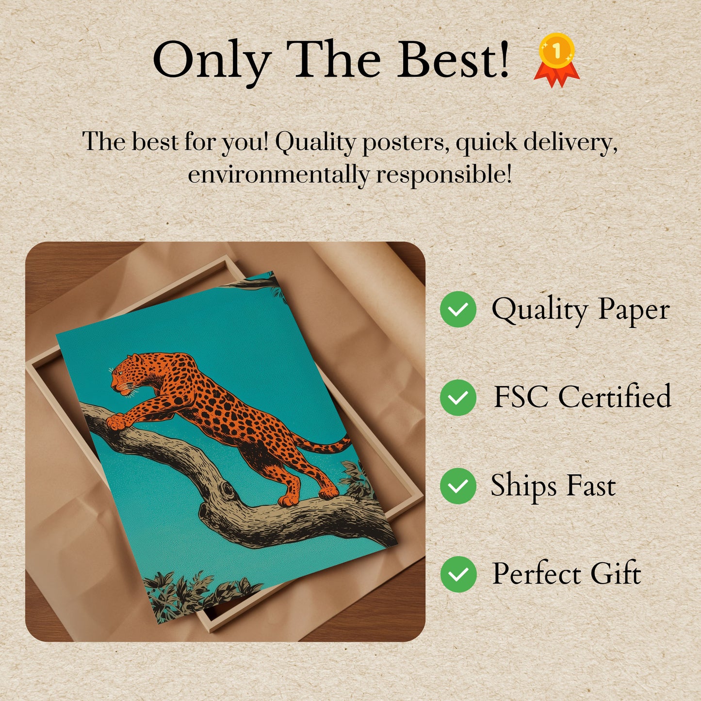 Fierce Orange Jaguar Tree Poster