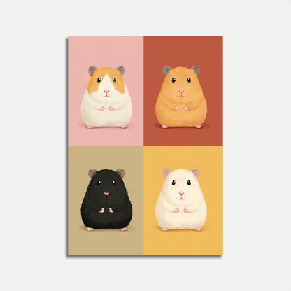 Kleurrijke Gedrongen Hamster Kwartet Poster