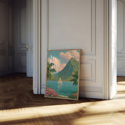 Tropisches Paradies Segelboot Poster