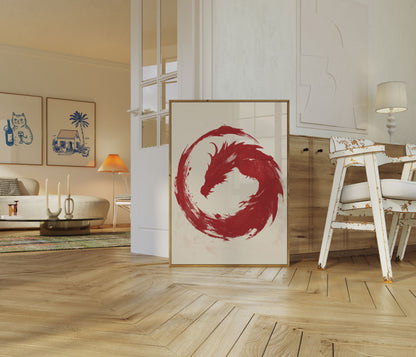 Póster del Dragón Circular Carmesí