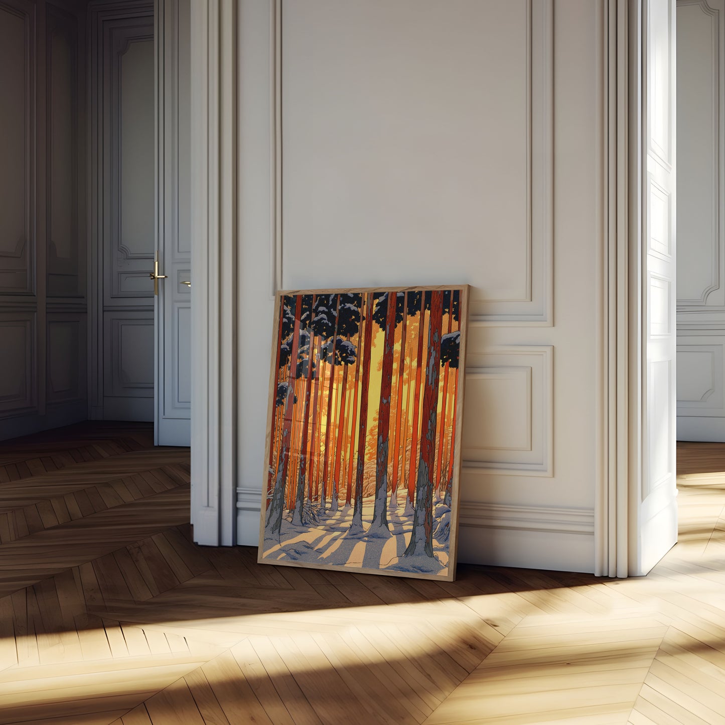 Affiche Coucher de Soleil en Forêt Hivernale