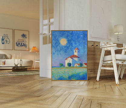 Mediterranean Moonlight Church Poster