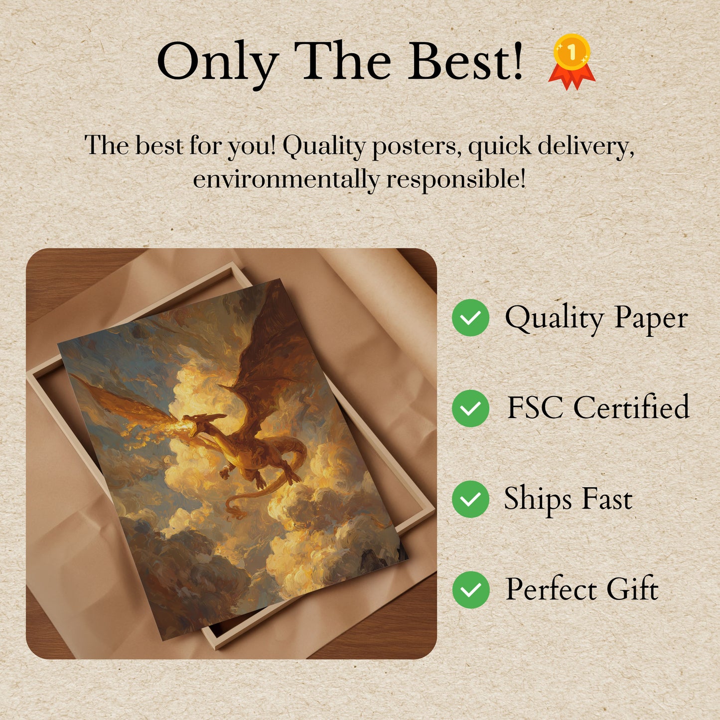 Póster de Dragón llameante en las nubes