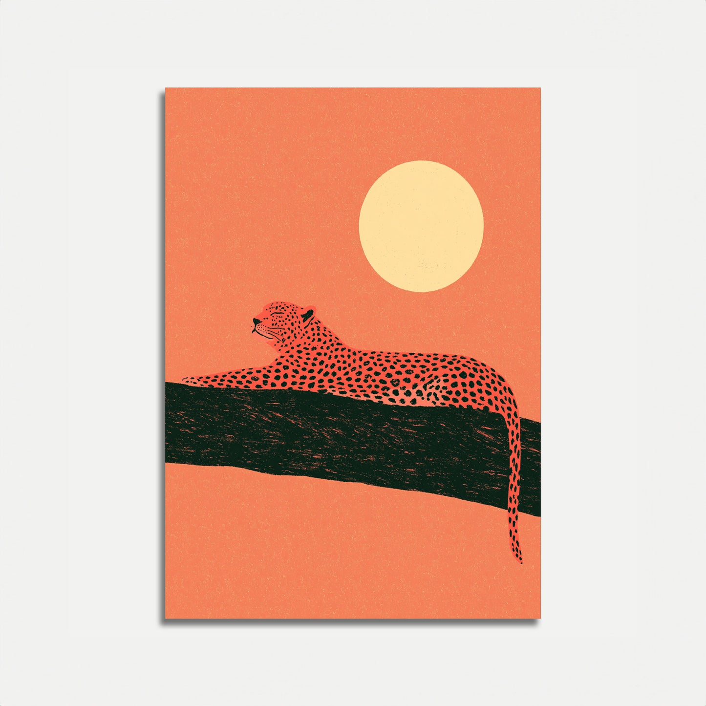 Póster de leopardo descansando en una rama