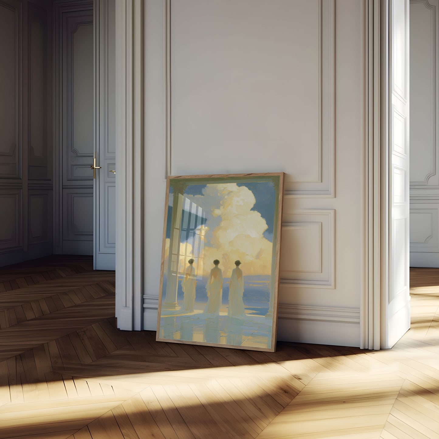 Classical Figures by the Sea Poster