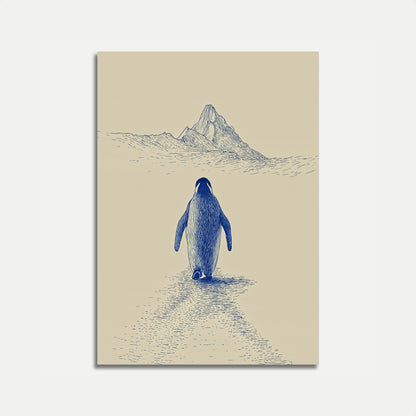 Lone Penguin Mountain Journey Poster