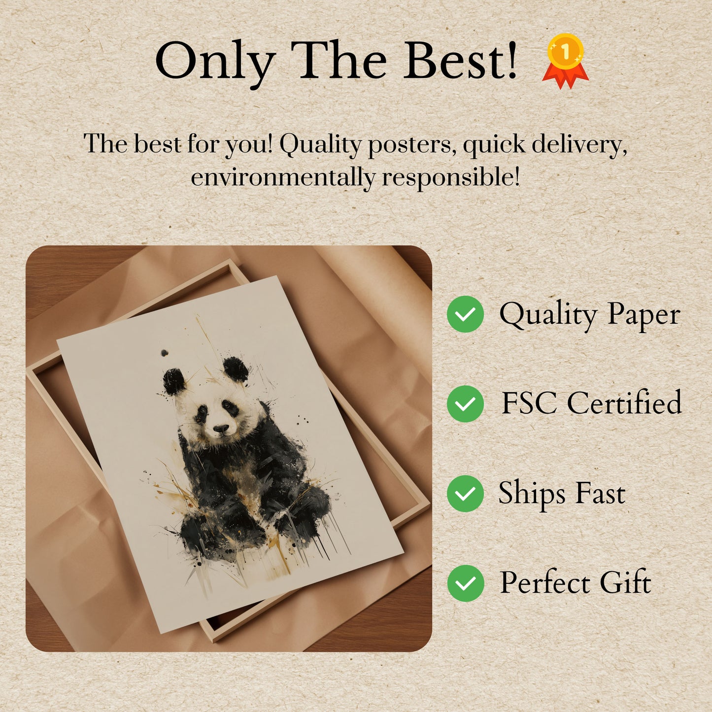 Watercolor Panda Spirit Poster