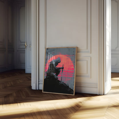 Warrior Sunset Silhouette Poster