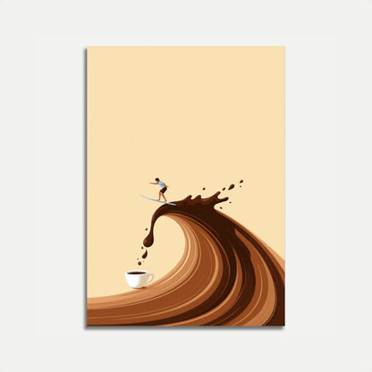 Coffee Wave Surfing Poster