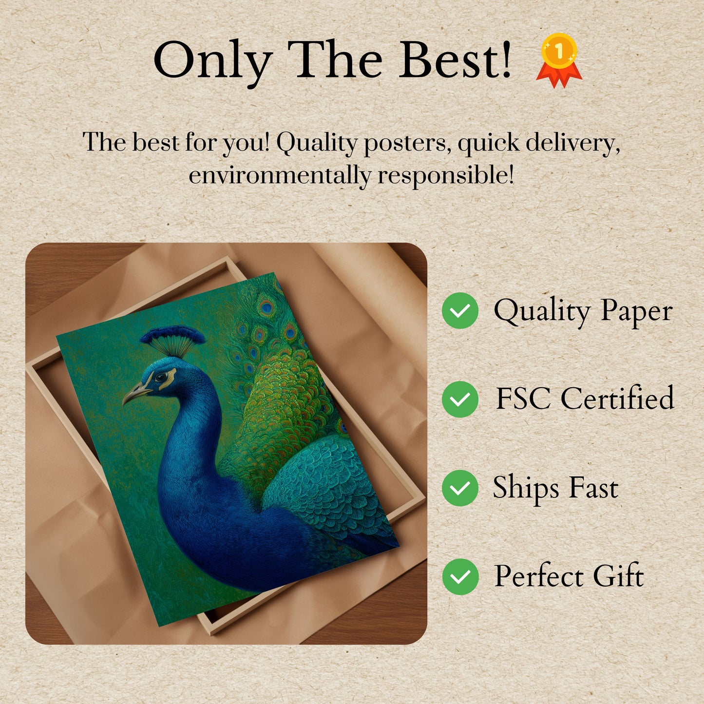 Majestic Blue Peacock Poster