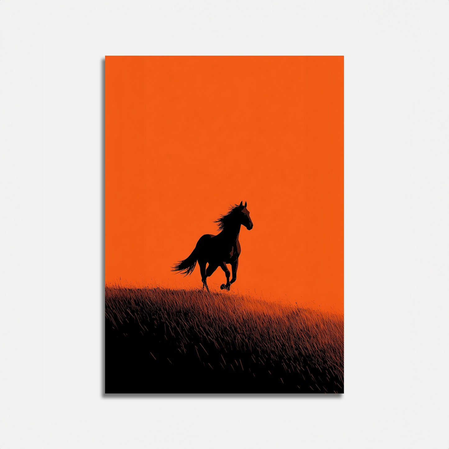 Wildpferd bei Sonnenuntergang Plakat