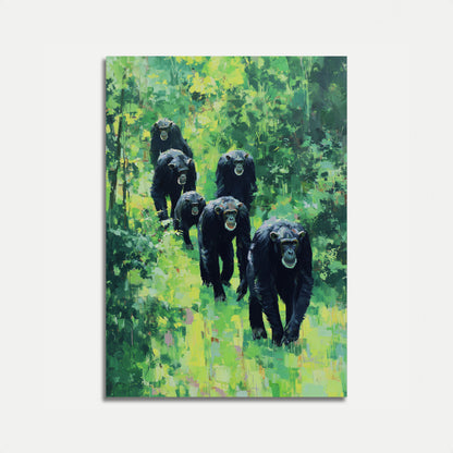 Póster de la Familia de Chimpancés en la Jungla
