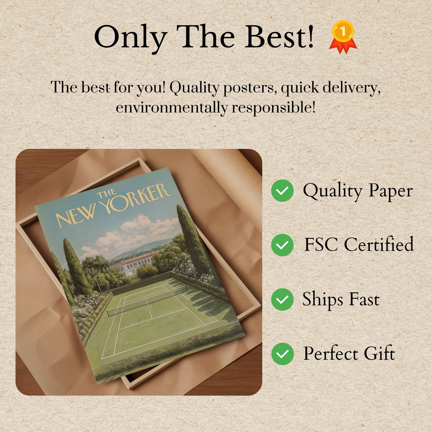 Elegant Tennis Court New Yorker Poster