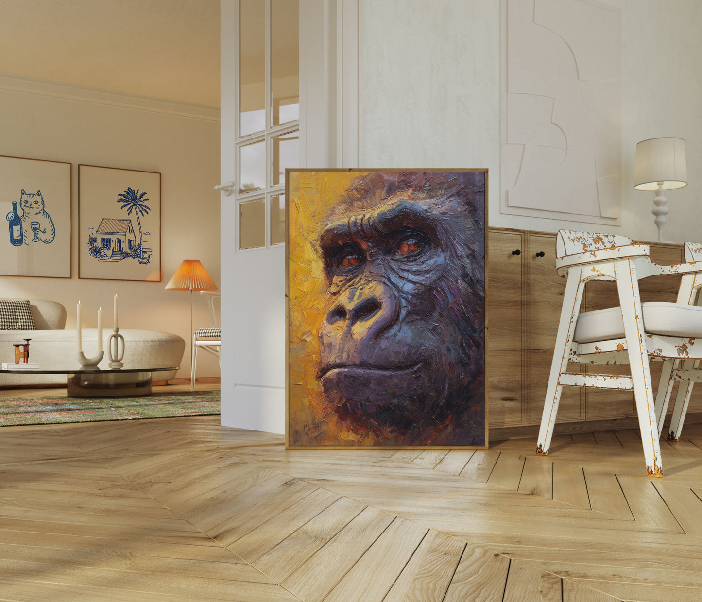 Primaat Portret Olieverfschilderij Poster