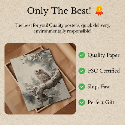 Snowy Owl Winter Perch Poster