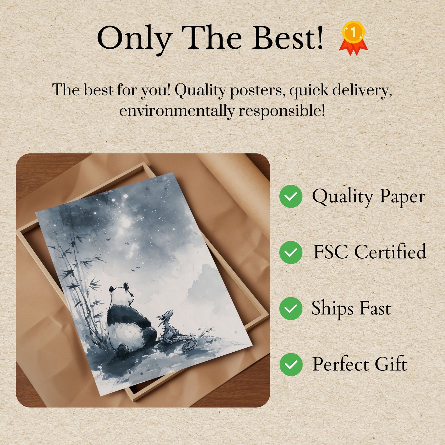 Celestial Panda and Dragon Poster