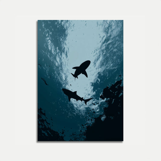 Ocean Predators Silhouette Poster