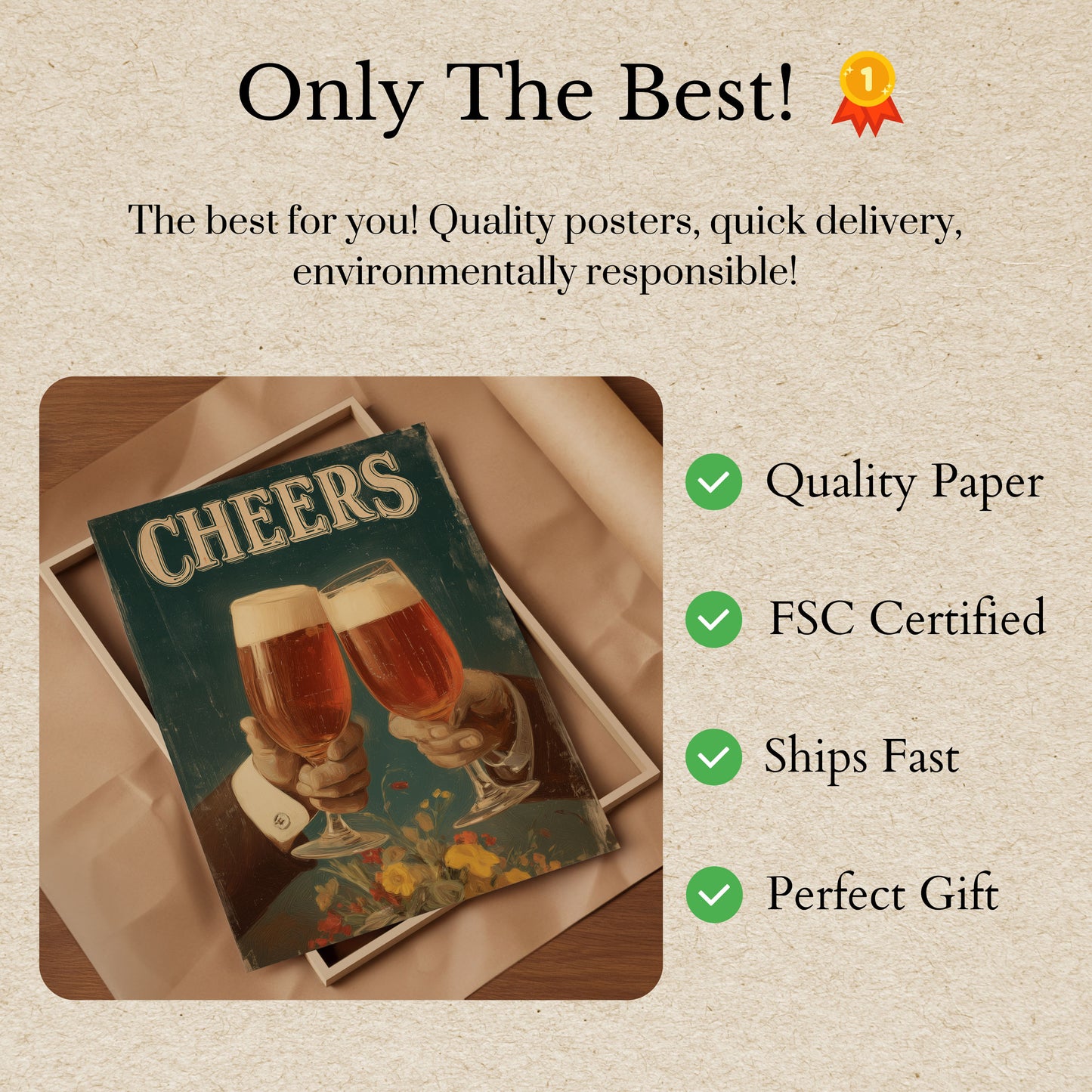 Vintage Beer Cheers Toast Poster