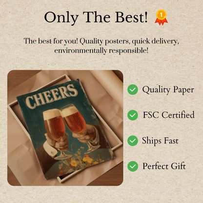Vintage Beer Cheers Toast Poster