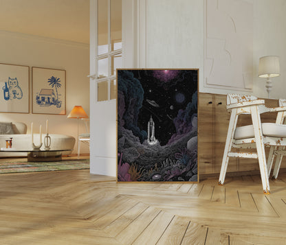 Cosmic Rocket Launch Poster