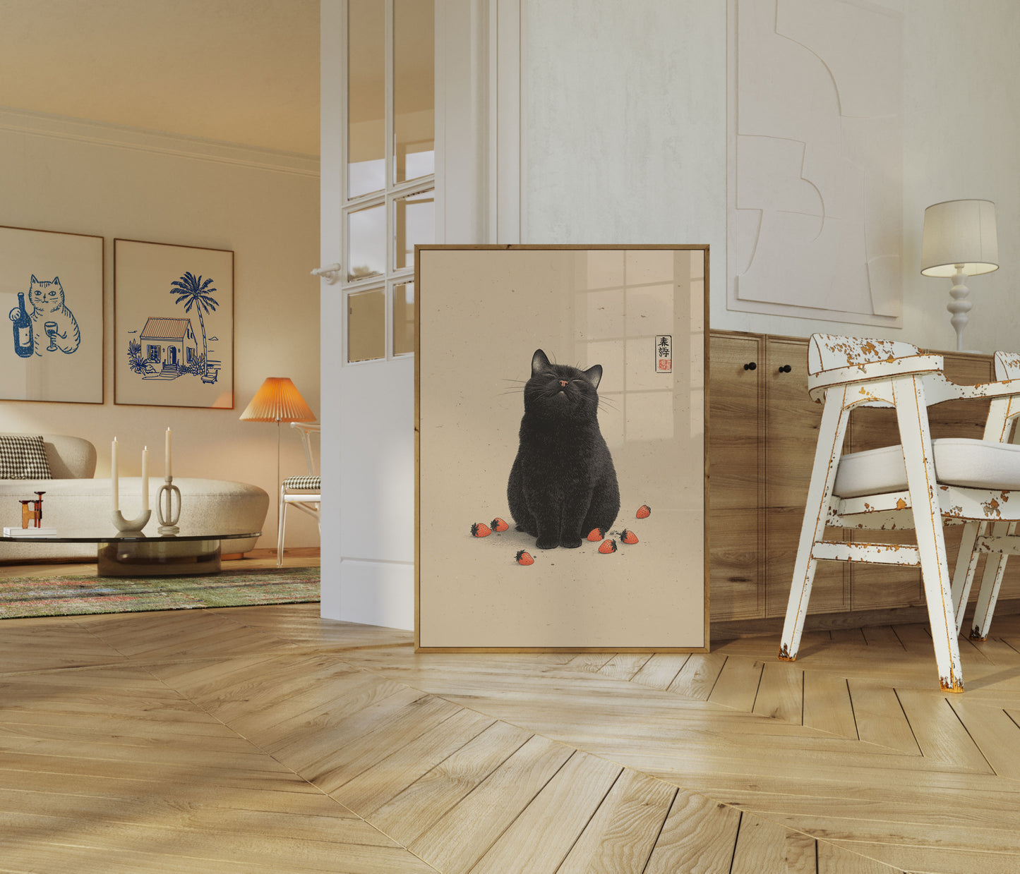 Strawberry Cat Zen Poster