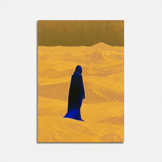 Solitary Traveler in Golden Desert Poster