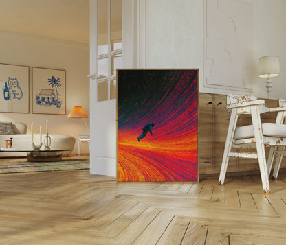 Astronaut Flying Through Space Poster