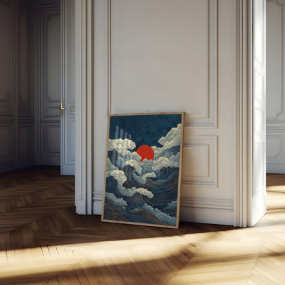 Stormfulde Bølger Solopgang Plakat