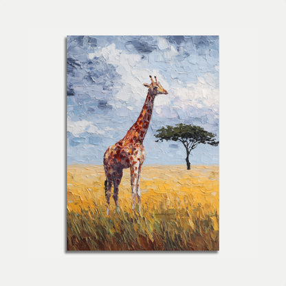 Póster de la majestuosa jirafa de la sabana