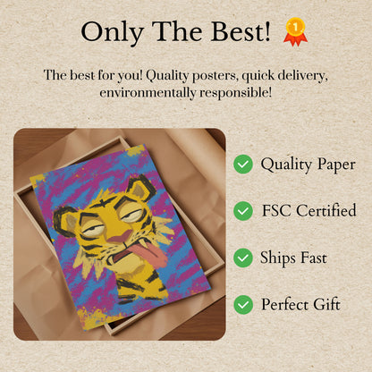 Silly Tiger Tongue Out Poster
