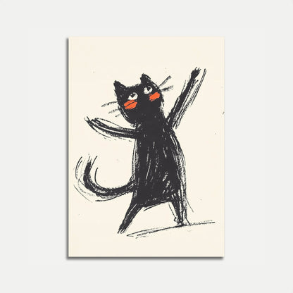 Dancing Black Cat Quirky Poster