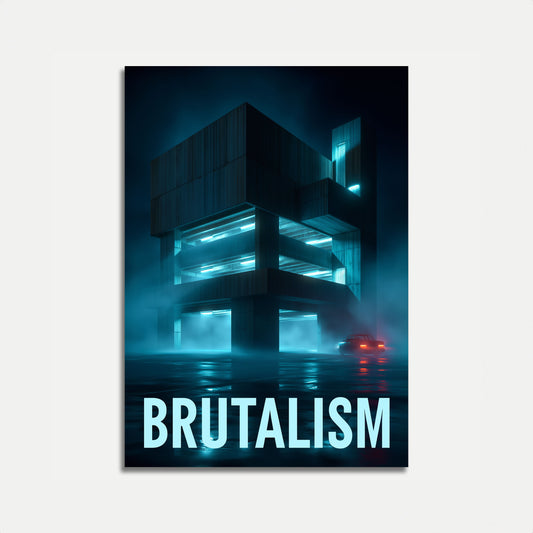 Brutalist Architecture Neon Poster