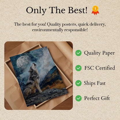 Moonlit Wolf Wilderness Poster