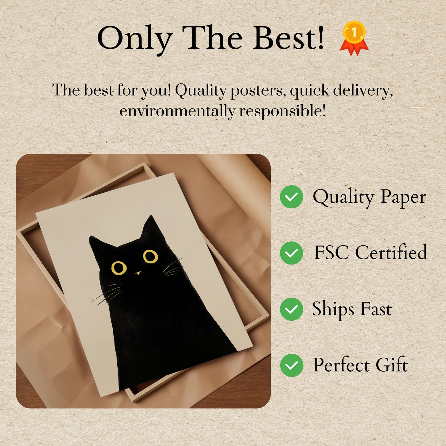 Curious Black Cat Poster