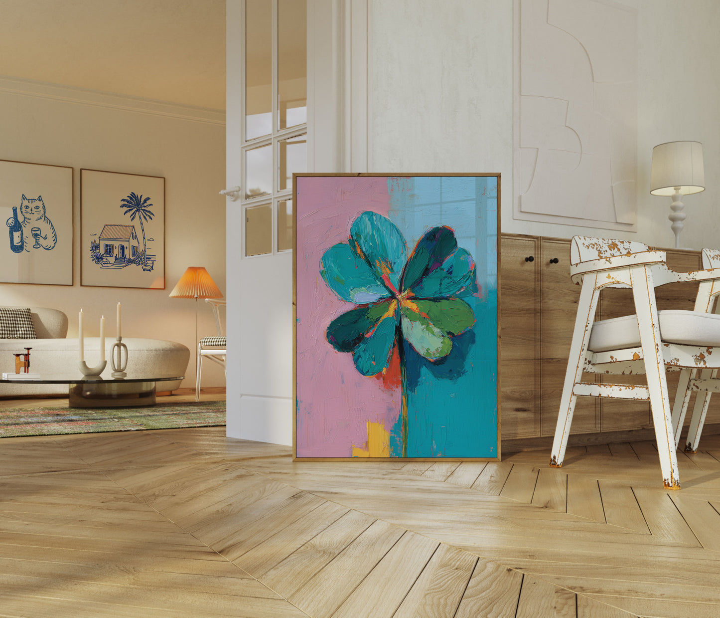 Vibrant blomsterabstrakt kunstplakat