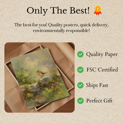 Affiche Robin dans les Fleurs du Jardin